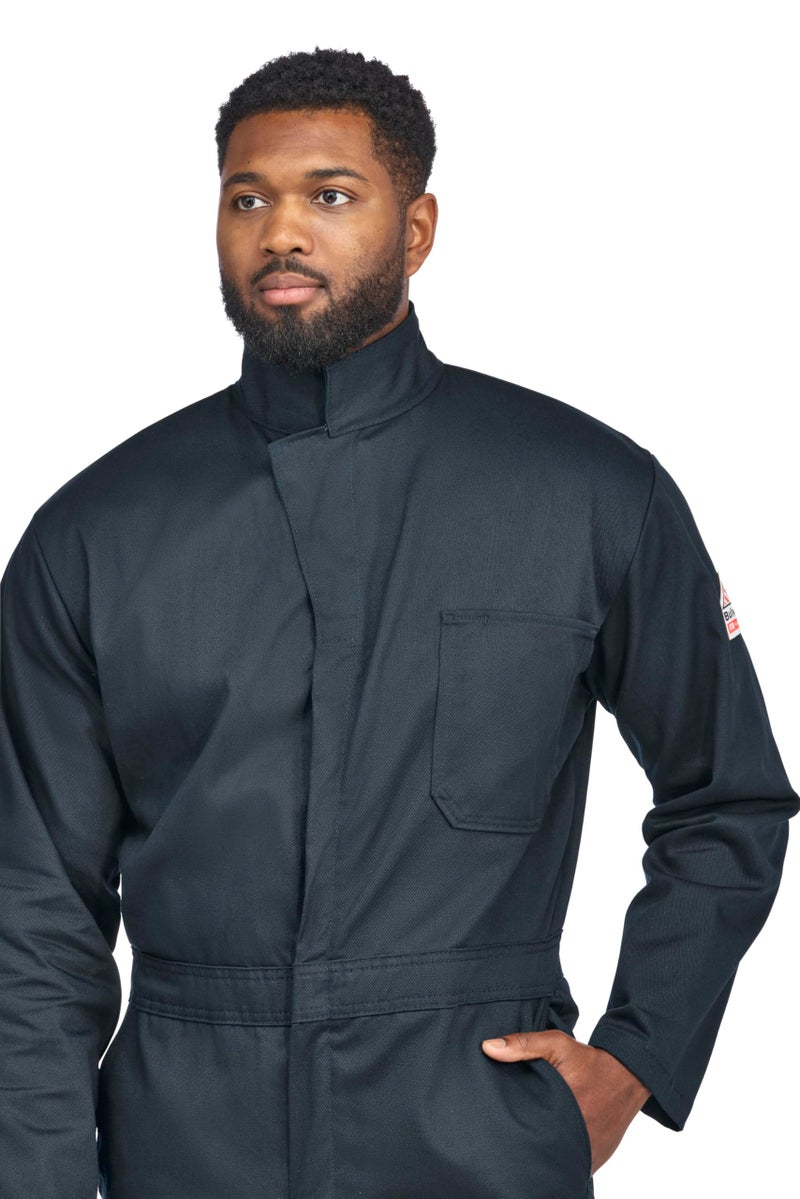 Bulwark FR Bulwark Men's Flame Resistant 9 oz Twill Cotton Classic Coverall with Hemmed Sleeves, Navy, 52 - Image 3